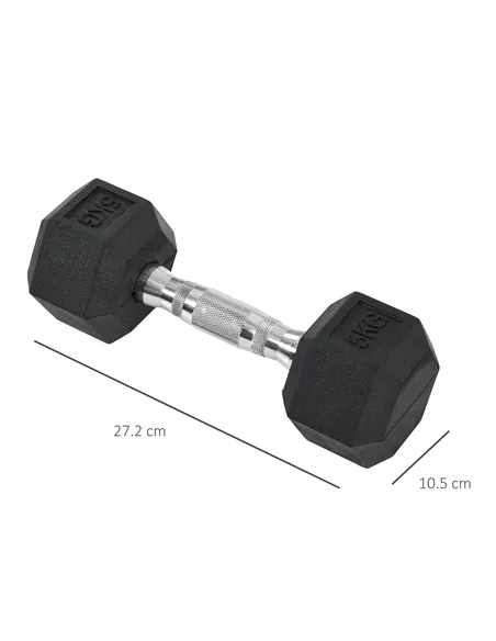 HOMCOM 2x5kg Rubber Dumbbell Sports Hex Weights Sets Gym Fitness Lifting Home