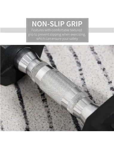 HOMCOM 2x5kg Rubber Dumbbell Sports Hex Weights Sets Gym Fitness Lifting Home