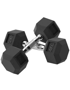 HOMCOM 2x4kg Rubber Dumbbell Sports Hex Weights Sets Home Gym Fitness Hexagonal Dumbbells Kit Weight Lifting Exercise