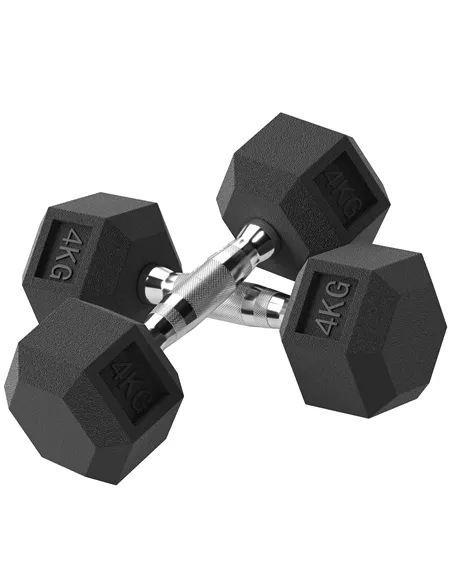 HOMCOM 2x4kg Rubber Dumbbell Sports Hex Weights Sets Home Gym Fitness Hexagonal Dumbbells Kit Weight Lifting Exercise