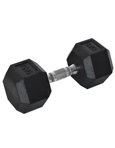 HOMCOM 15KG Single Rubber Hex Dumbbell Portable Hand Weights Dumbbell Home Gym