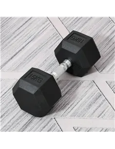 HOMCOM 15KG Single Rubber Hex Dumbbell Portable Hand Weights Dumbbell Home Gym 2