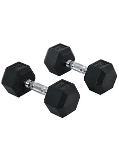 HOMCOM 2x8kg Hex Dumbbell Rubber Weights Sets Hexagonal Gym Fitness Lifting Home