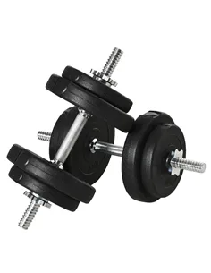 HOMCOM 20KG Adjustable Weights Dumbbells Set, Dumbbell Hand Weights for Home Office Gym Body Fitness Lifting Training, Black