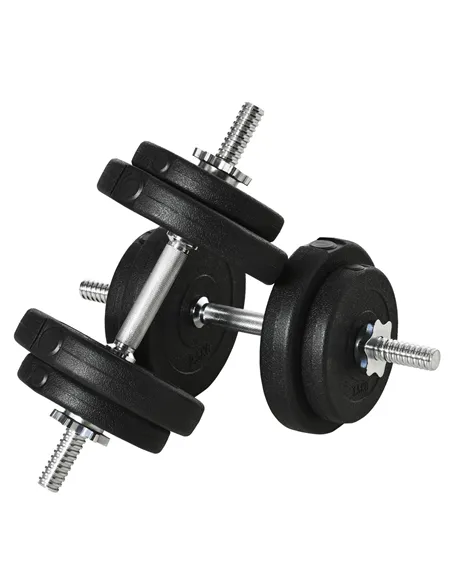 HOMCOM 20KG Adjustable Weights Dumbbells Set, Dumbbell Hand Weights for Home Office Gym Body Fitness Lifting Training, Black