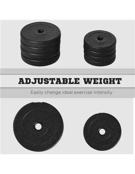 HOMCOM 20KG Adjustable Weights Dumbbells Set, Dumbbell Hand Weights for Home Office Gym Body Fitness Lifting Training, Black