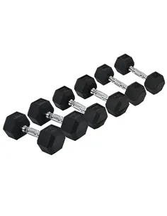 HOMCOM Rubber Dumbbell Set Sports Hex Weight Sets Home Gym Fitness Lift Strength Training Exercise 2 x 5kg, 2 x 6kg, 2 x 8kg