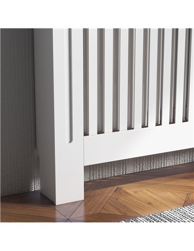 HOMCOM Slatted Radiator Cover Painted Cabinet MDF Lined Grill in White (112L x 19W x 81H cm)