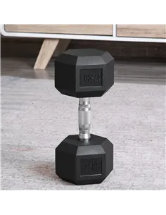 HOMCOM 2x17.5kg Rubber Hex Dumbbell Portable Hand Weights Dumbbell Home Gym Workout Fitness Hand Dumbbell 2