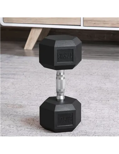 HOMCOM 2x17.5kg Rubber Hex Dumbbell Portable Hand Weights Dumbbell Home Gym Workout Fitness Hand Dumbbell