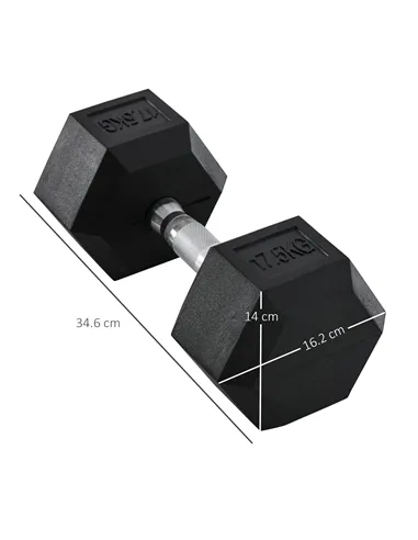 HOMCOM 2x17.5kg Rubber Hex Dumbbell Portable Hand Weights Dumbbell Home Gym Workout Fitness Hand Dumbbell