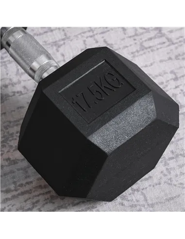 HOMCOM 2x17.5kg Rubber Hex Dumbbell Portable Hand Weights Dumbbell Home Gym Workout Fitness Hand Dumbbell