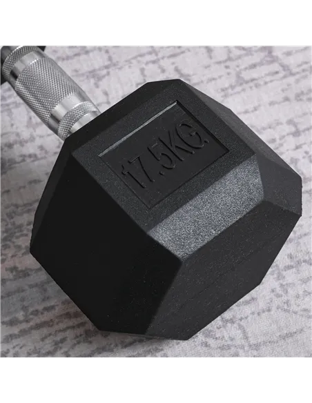 HOMCOM 2x17.5kg Rubber Hex Dumbbell Portable Hand Weights Dumbbell Home Gym Workout Fitness Hand Dumbbell