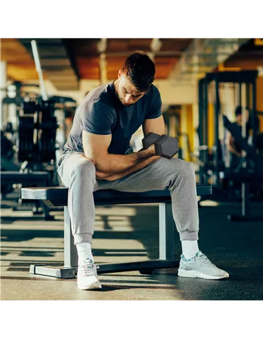 HOMCOM 2x15kg Rubber Hex Dumbbell Portable Hand Weights Dumbbell Home Gym Workout Fitness Hand Dumbbell