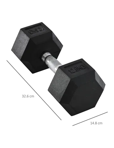 HOMCOM 2x12.5kg Rubber Hex Dumbbell Portable Hand Weights Dumbbell Home Gym Workout Fitness Hand Dumbbell
