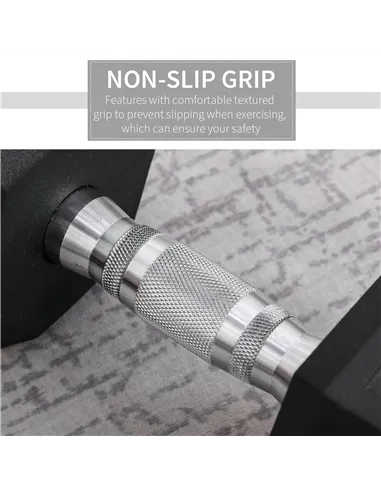 HOMCOM 2x12.5kg Rubber Hex Dumbbell Portable Hand Weights Dumbbell Home Gym Workout Fitness Hand Dumbbell