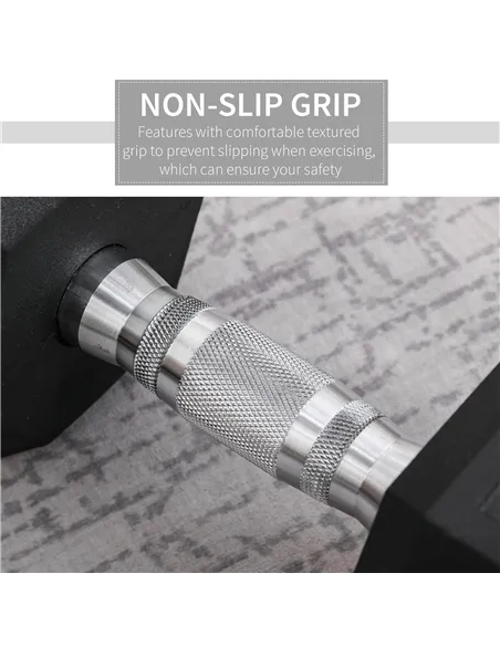 HOMCOM 2x12.5kg Rubber Hex Dumbbell Portable Hand Weights Dumbbell Home Gym Workout Fitness Hand Dumbbell