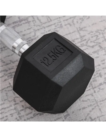 HOMCOM 2x12.5kg Rubber Hex Dumbbell Portable Hand Weights Dumbbell Home Gym Workout Fitness Hand Dumbbell