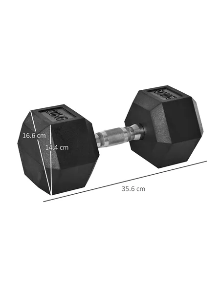 HOMCOM 2x20kg Rubber Hex Dumbbell Portable Hand Weights Dumbbell Home Gym Workout Fitness Hand Dumbbell