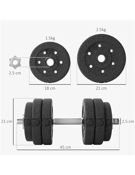 HOMCOM 30KG Adjustable Dumbbells Set, Hand Weights Set for Home Gym Weight Lifting Training