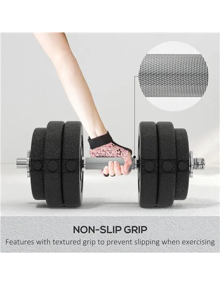 HOMCOM 30KG Adjustable Dumbbells Set, Hand Weights Set for Home Gym Weight Lifting Training