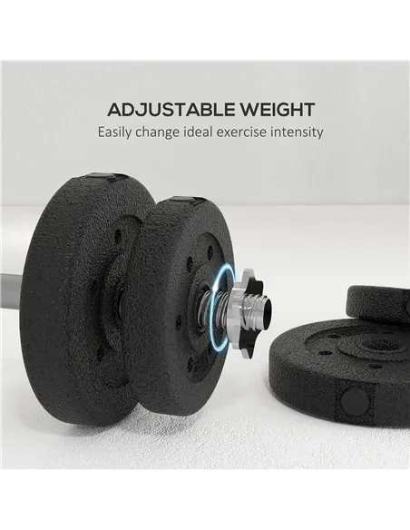 HOMCOM 25KG Adjustable Weights Dumbbells Set, Dumbbell Hand Weights for Home Office Gym Body Fitness Lifting Training, Black