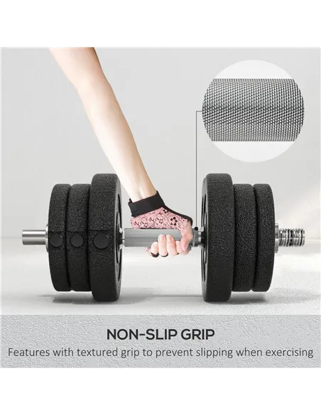HOMCOM 25KG Adjustable Weights Dumbbells Set, Dumbbell Hand Weights for Home Office Gym Body Fitness Lifting Training, Black