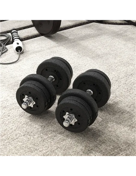 HOMCOM 25KG Adjustable Weights Dumbbells Set, Dumbbell Hand Weights for Home Office Gym Body Fitness Lifting Training, Black