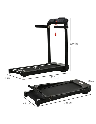 HOMCOM 600W Foldable Steel Motorised Treadmill Running Machine w/ LCD Monitor Black