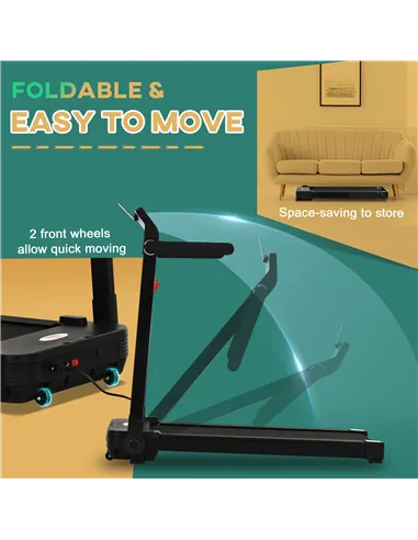 HOMCOM 600W Foldable Steel Motorised Treadmill Running Machine w/ LCD Monitor Black