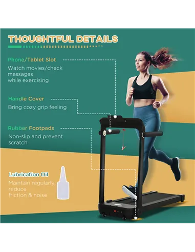 HOMCOM 600W Foldable Steel Motorised Treadmill Running Machine w/ LCD Monitor Black