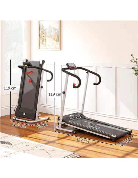 HOMCOM Folding Treadmill with Incline, Walking Pad Treadmill for Home, 1-10km/h Under Desk Running Machine with LCD Display and 