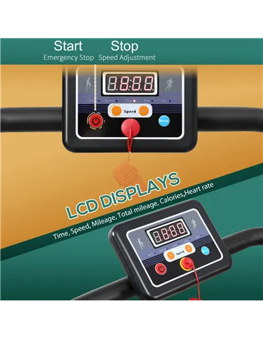 HOMCOM Folding Treadmill with Incline, Walking Pad Treadmill for Home, 1-10km/h Under Desk Running Machine with LCD Display and 