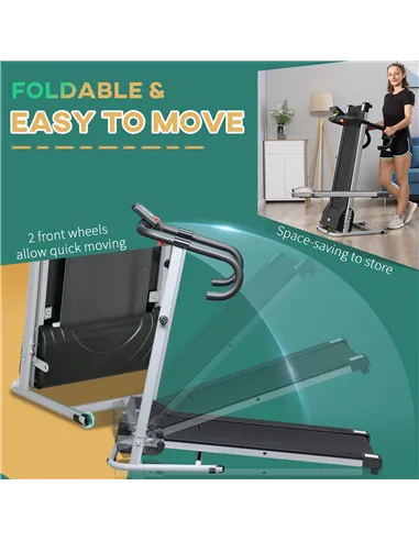 HOMCOM Folding Treadmill with Incline, Walking Pad Treadmill for Home, 1-10km/h Under Desk Running Machine with LCD Display and 