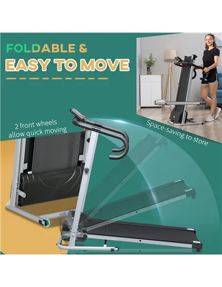 HOMCOM Folding Treadmill with Incline, Walking Pad Treadmill for Home, 1-10km/h Under Desk Running Machine with LCD Display and 