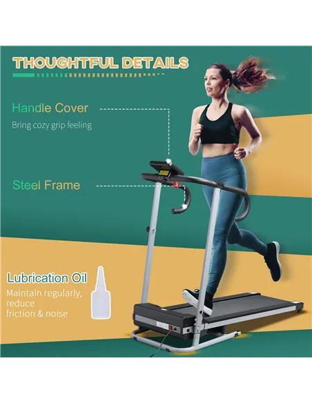HOMCOM Folding Treadmill with Incline, Walking Pad Treadmill for Home, 1-10km/h Under Desk Running Machine with LCD Display and 