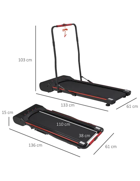 HOMCOM Foldable Walking Machine Treadmill 1-6km/h with LED Display & Remote Control Exercise Fitness for Home Office