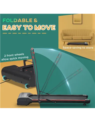 HOMCOM Foldable Walking Machine Treadmill 1-6km/h with LED Display & Remote Control Exercise Fitness for Home Office