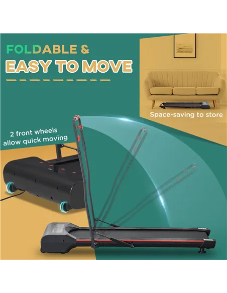 HOMCOM Foldable Walking Machine Treadmill 1-6km/h with LED Display & Remote Control Exercise Fitness for Home Office