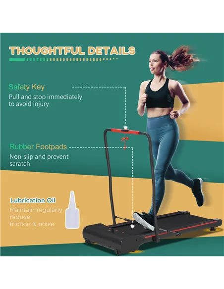 HOMCOM Foldable Walking Machine Treadmill 1-6km/h with LED Display & Remote Control Exercise Fitness for Home Office