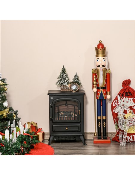 HOMCOM Freestanding Electric Fireplace Indoor Heater Glass View Log Wood Burning Effect Flame Portable Fireplace Stove 950/1850W