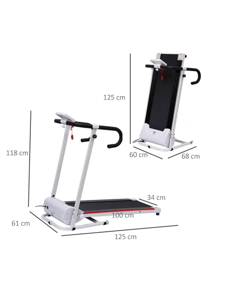 HOMCOM Folding Treadmill with Incline, Walking Pad Treadmill for Home, 1-10km/h Under Desk Running Machine with LCD Display and 