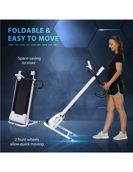 HOMCOM Folding Treadmill with Incline, Walking Pad Treadmill for Home, 1-10km/h Under Desk Running Machine with LCD Display and 