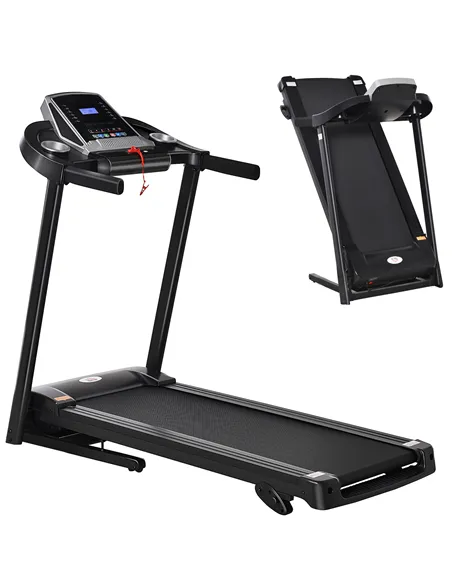 HOMCOM Folding Treadmill, 2.0HP Incline Treadmill Running Machine, 12.8 km/h, with LED Display, Manual Incline, 12 Preset Progra