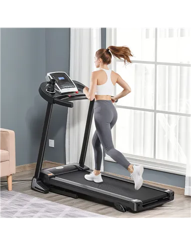 HOMCOM Folding Treadmill, 2.0HP Incline Treadmill Running Machine, 12.8 km/h, with LED Display, Manual Incline, 12 Preset Progra