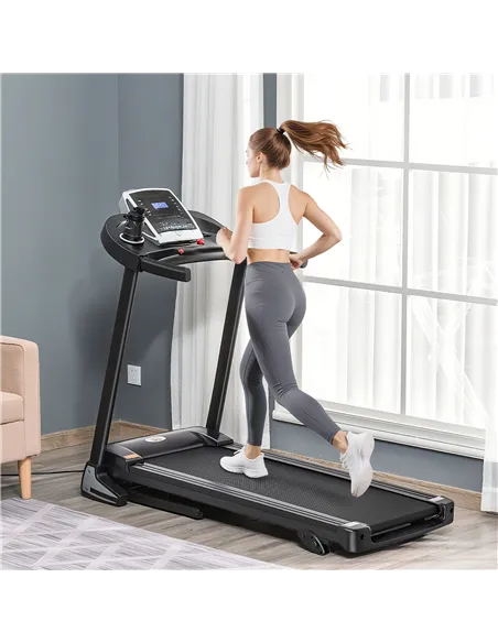 HOMCOM Folding Treadmill, 2.0HP Incline Treadmill Running Machine, 12.8 km/h, with LED Display, Manual Incline, 12 Preset Progra
