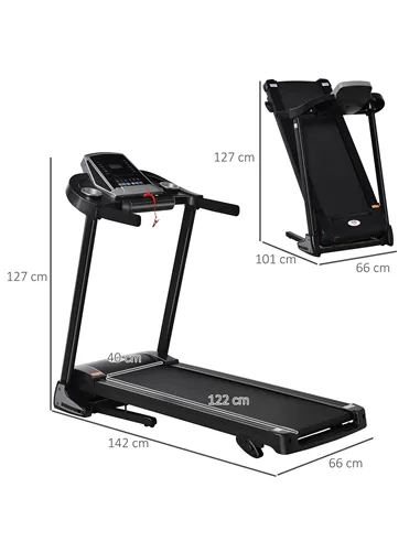 HOMCOM Folding Treadmill, 2.0HP Incline Treadmill Running Machine, 12.8 km/h, with LED Display, Manual Incline, 12 Preset Progra