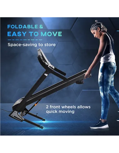HOMCOM Folding Treadmill, 2.0HP Incline Treadmill Running Machine, 12.8 km/h, with LED Display, Manual Incline, 12 Preset Progra