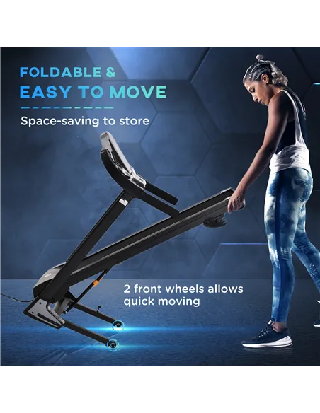 HOMCOM Folding Treadmill, 2.0HP Incline Treadmill Running Machine, 12.8 km/h, with LED Display, Manual Incline, 12 Preset Progra