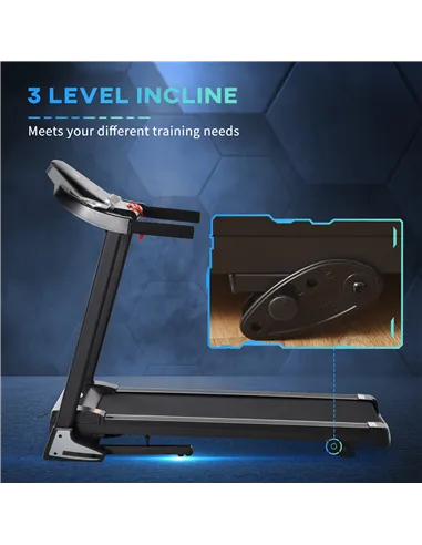 HOMCOM Folding Treadmill, 2.0HP Incline Treadmill Running Machine, 12.8 km/h, with LED Display, Manual Incline, 12 Preset Progra